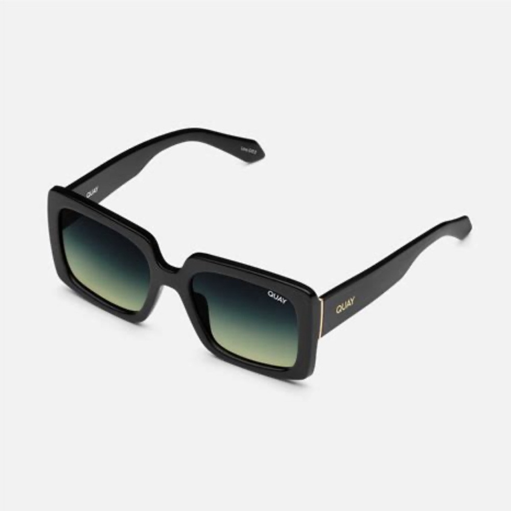 Quay Australia Total Vibe Polarized Sunglasses Black Smoke Green Fade polarized